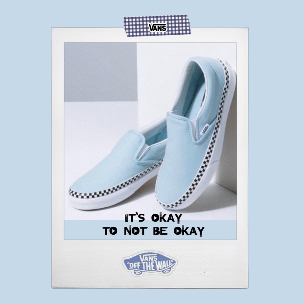 VANS BLUE CHECK FOXING SLIP ONS - Picture 6 of 6